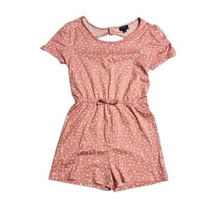 Pink Heart Print Girls Romper